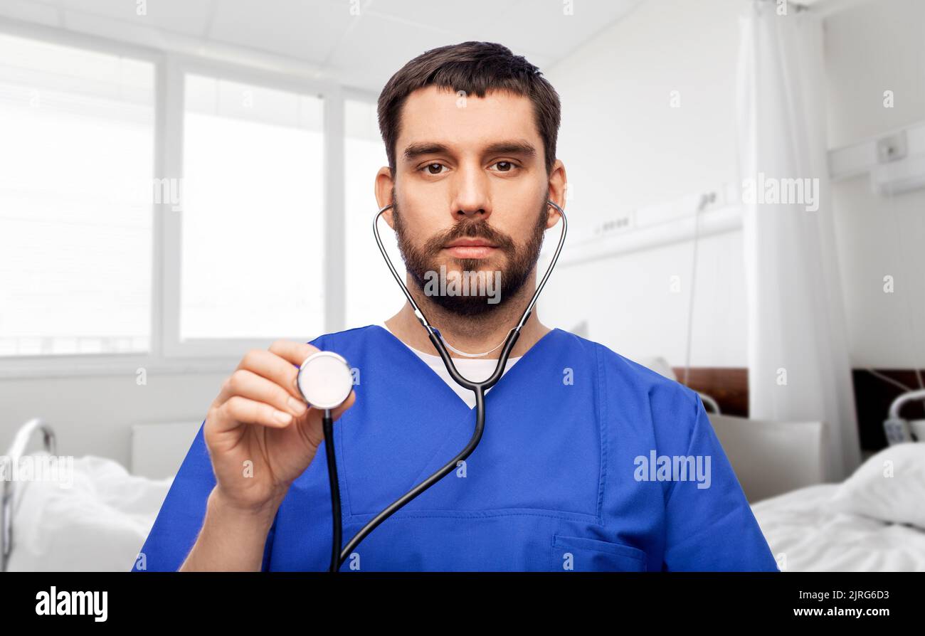 Young man doctor beard stethoscope hi-res stock photography and images ...