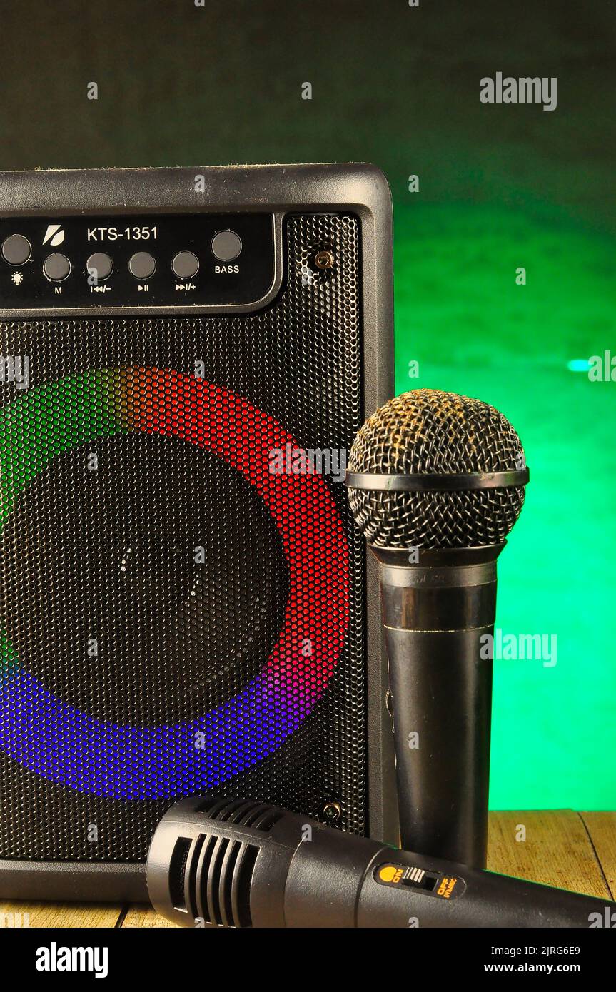 Microphone and speakers Stock Photo Alamy