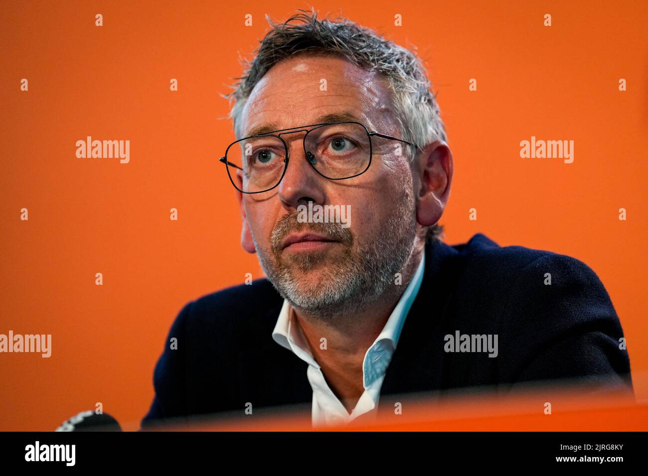 ZEIST, NETHERLANDS - AUGUST 31: KNVB Logo during the Netherlands Press  Conference at KNVB Campus on August 31, 2021 in Zeist, Netherlands (Photo  by Jeroen Meuwsen/Orange Pictures Stock Photo - Alamy