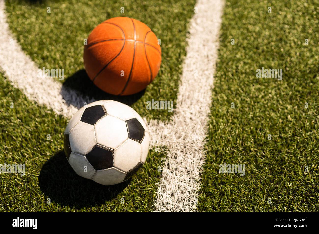Soccer ball and Basketball ball Stock Photo Alamy