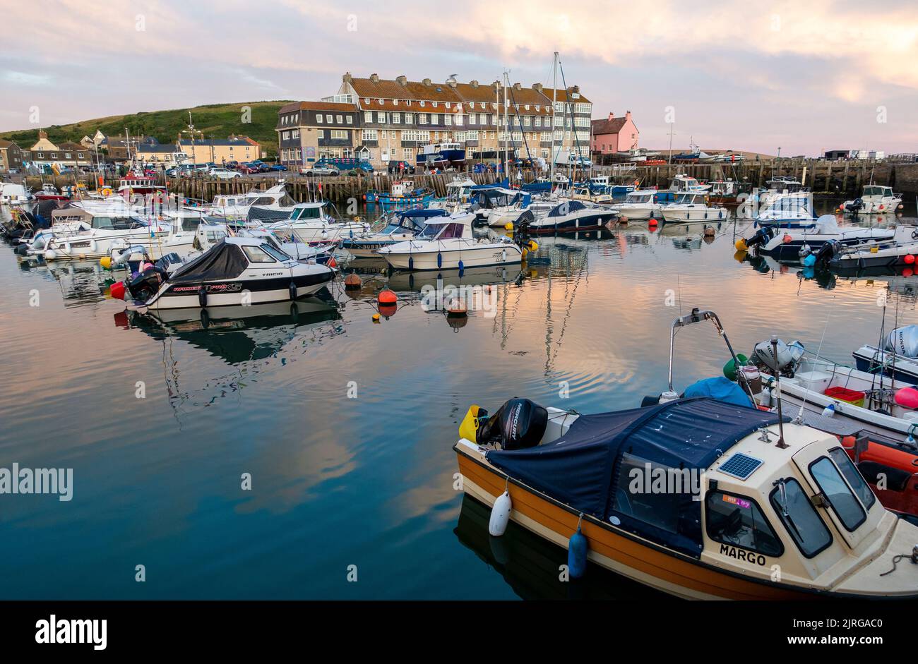 Boats on Bridport Harbour, West Bay, Dorset, England, UK Stock Photo