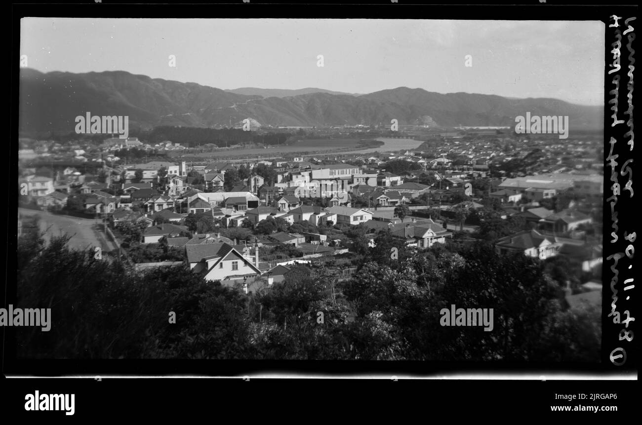 Hutt Valley and Harbour from Normandale Road; Rimutaka tunnel line and