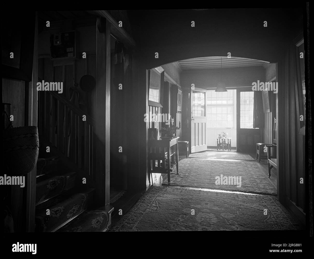 Lady Grey's house house interior, hallway, circa 1934, Wellington, by