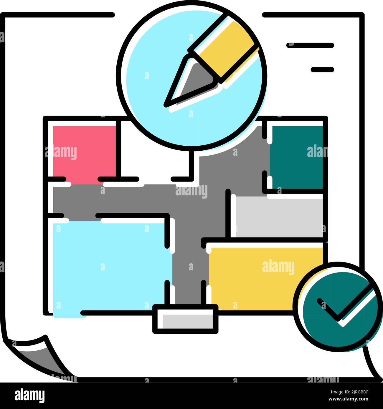 space planning room interior color icon vector illustration Stock ...