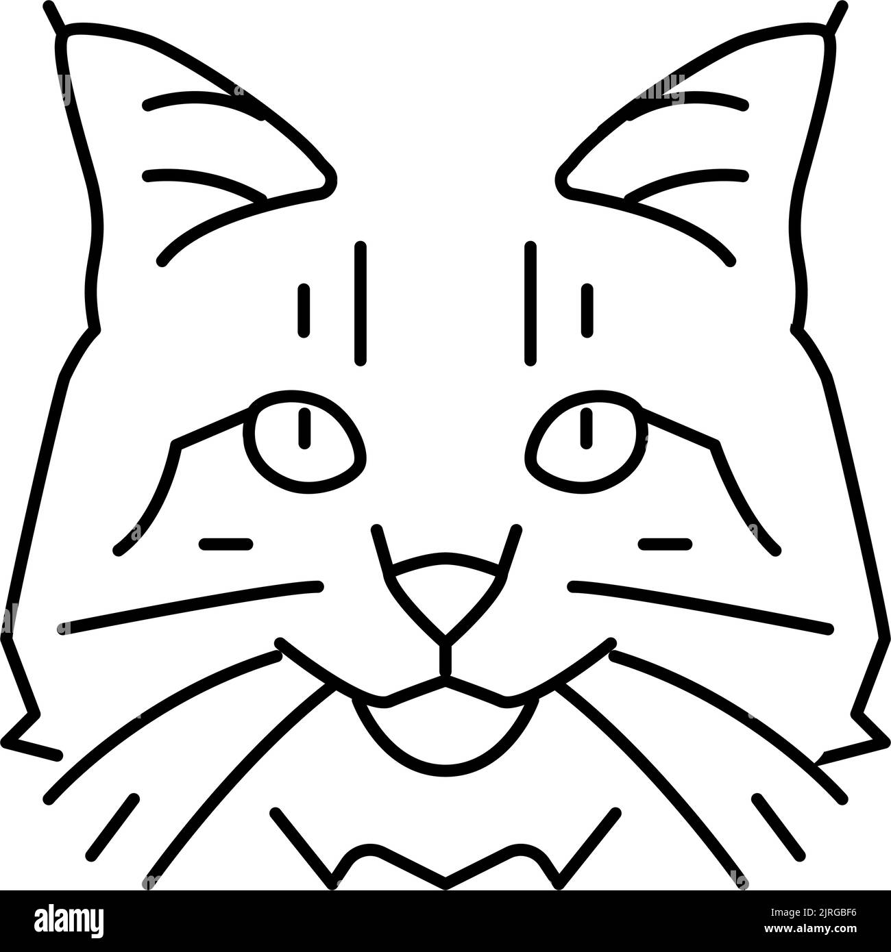 norwegian forest cat cute pet line icon vector illustration Stock
