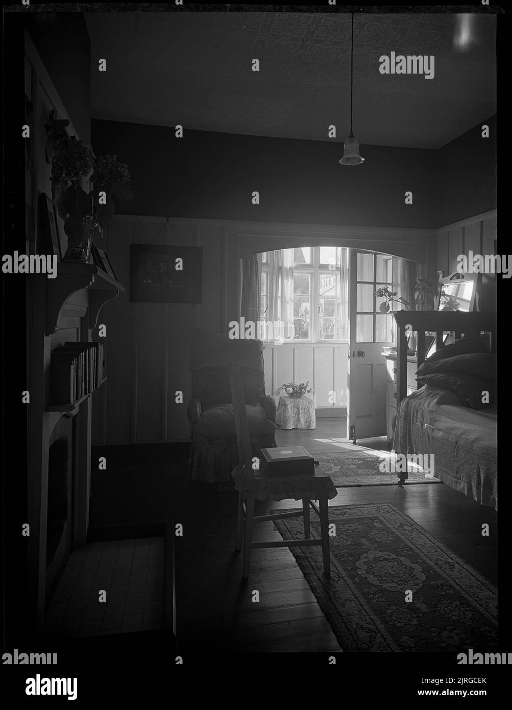 Bedroom in Lady Grey's house, circa 1934, Wellington, by J.W. Chapman