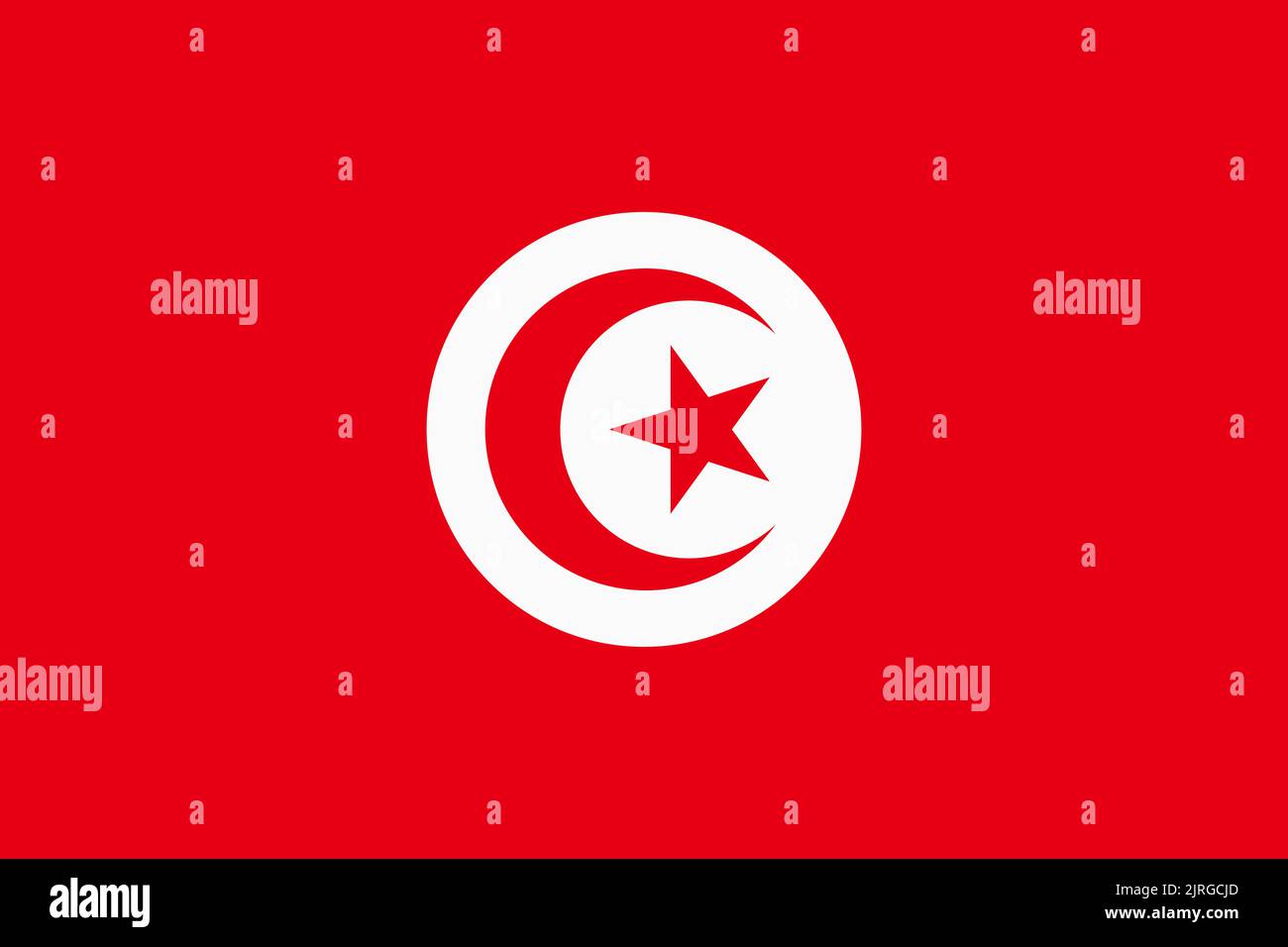 Flag of Tunisia. Tunisian national banner and patriotic symbol. Official colors. Flat vector illustration. Stock Vector