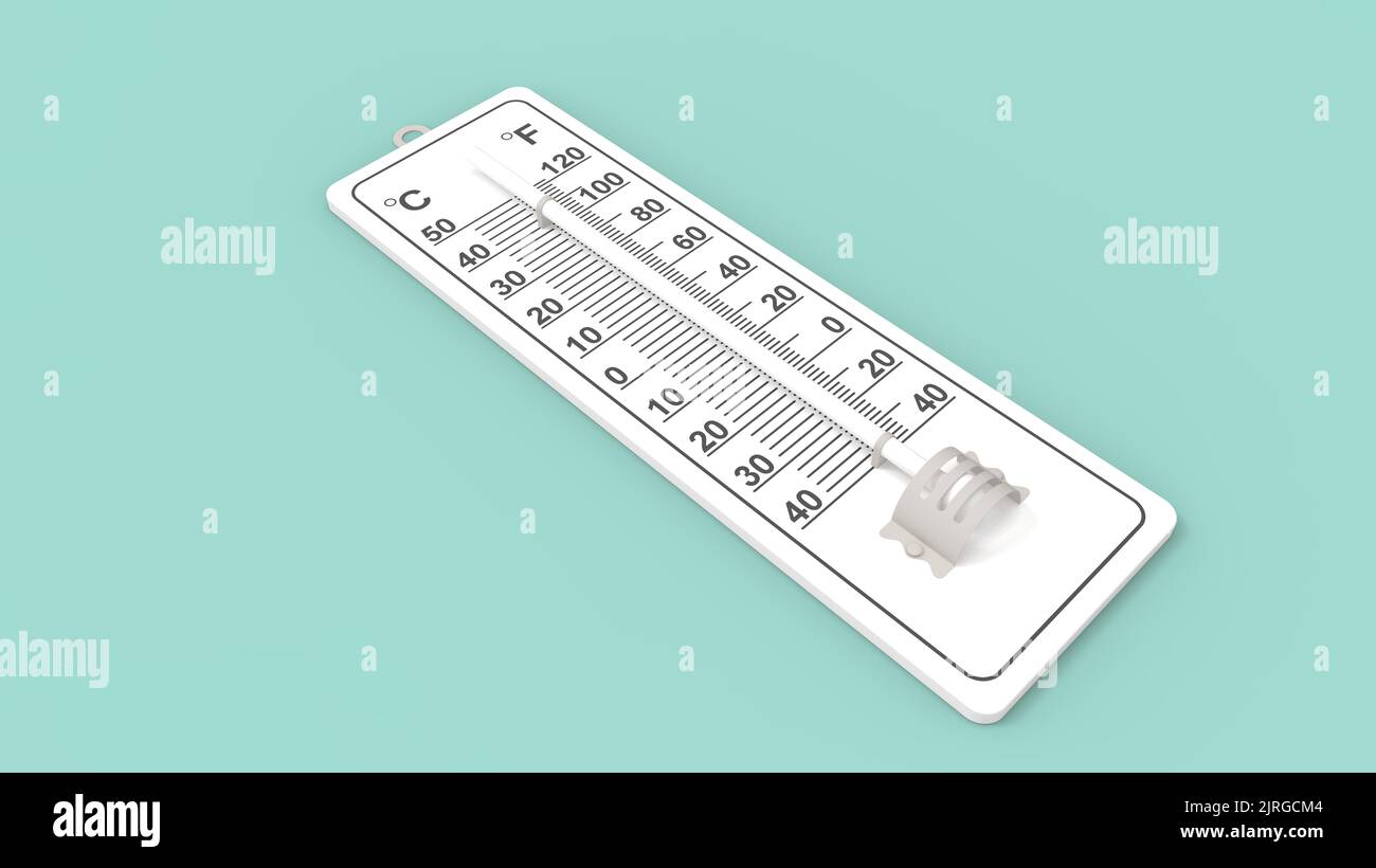 3D rendering of a liquid based weather thermometer a measuring