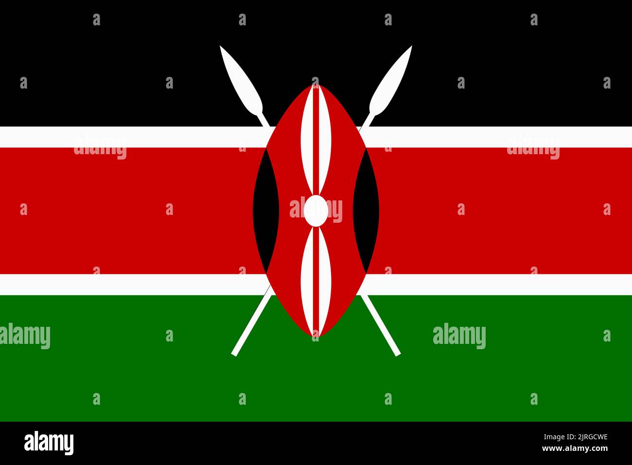 Flag of Kenya. Kenyan national banner and patriotic symbol. Official colors. Flat vector illustration. Stock Vector