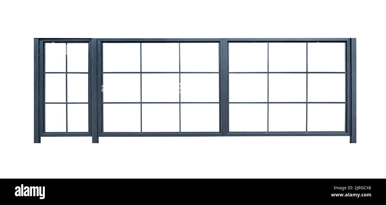 Black iron fence isolated on a white background Stock Photo Alamy