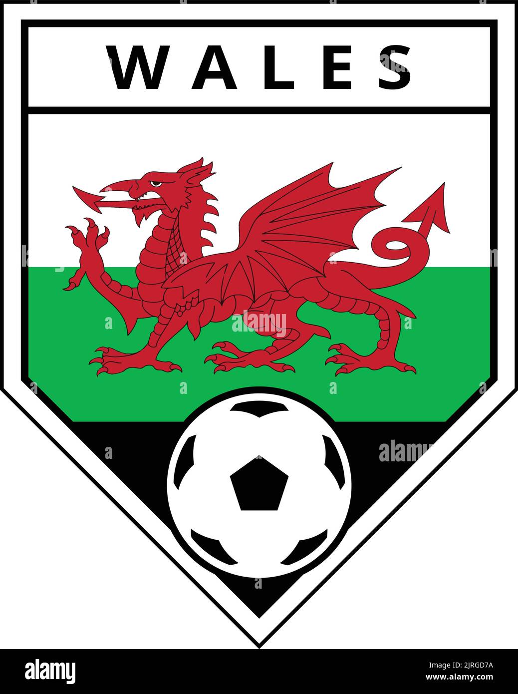 Illustration of Wales Angled Team Badge for Football Tournament Stock Vector