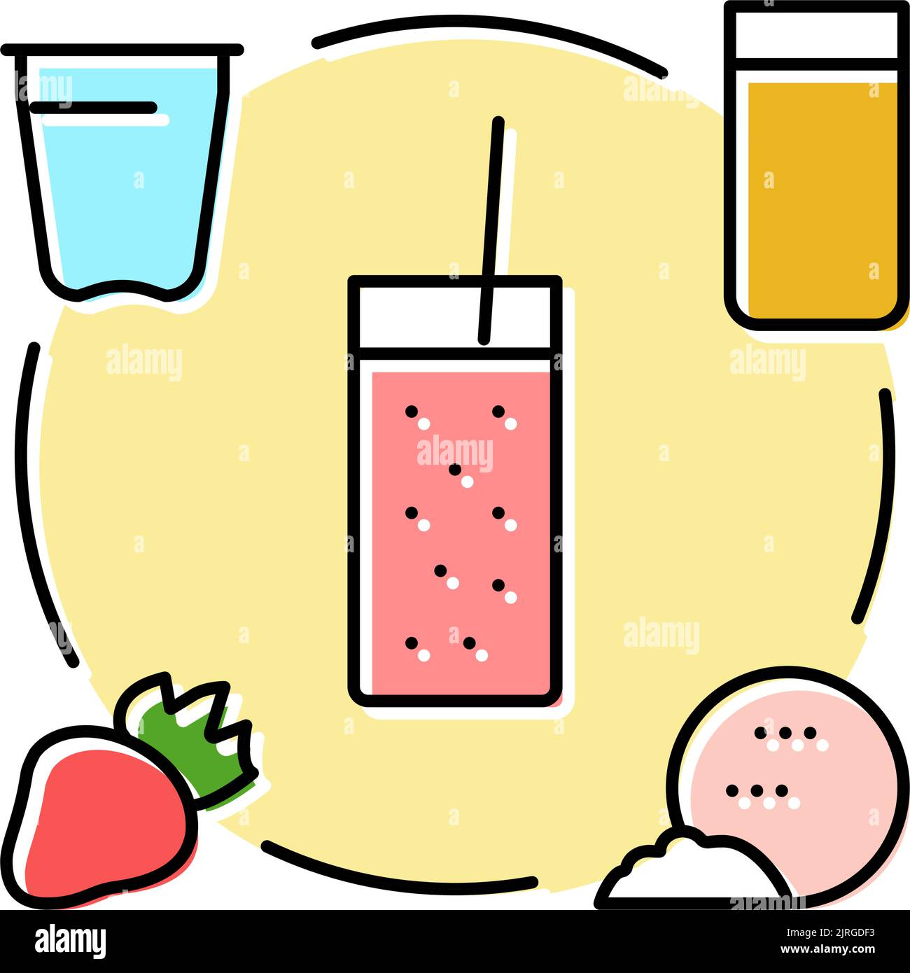 smoothie recipe fruit juice food color icon vector illustration Stock ...