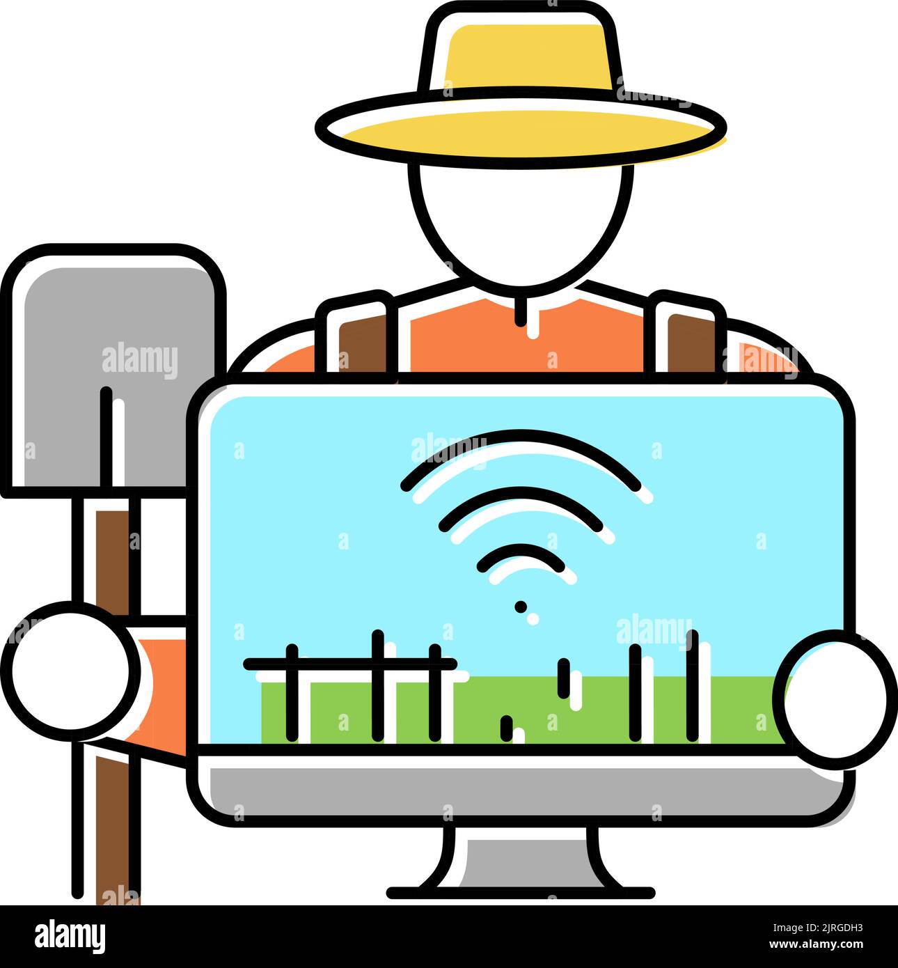 smart farmer agriculture color icon vector illustration Stock Vector ...
