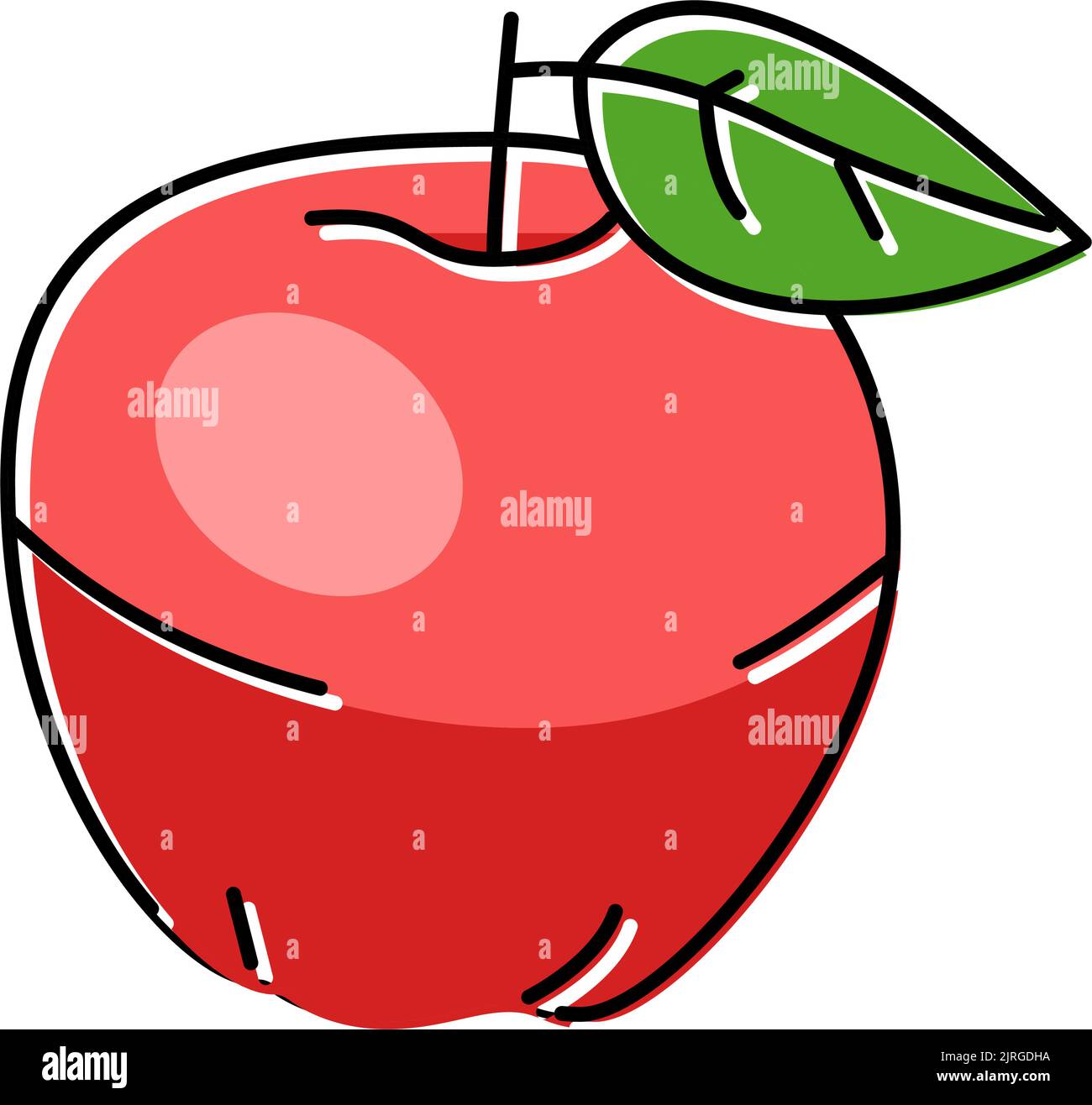 red apple fruit leaf color icon vector illustration Stock Vector Image ...