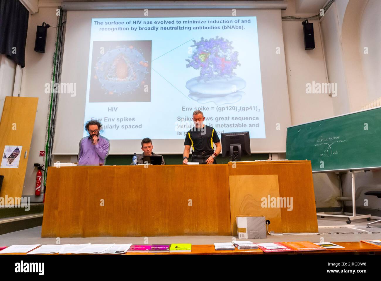 Paris, France, Act Up -Paris, Weekly Meeting, HIV Prevention Advocates, making Scientific Research presentation in University Beaux Arts Amphitheatre, 2012 Stock Photo