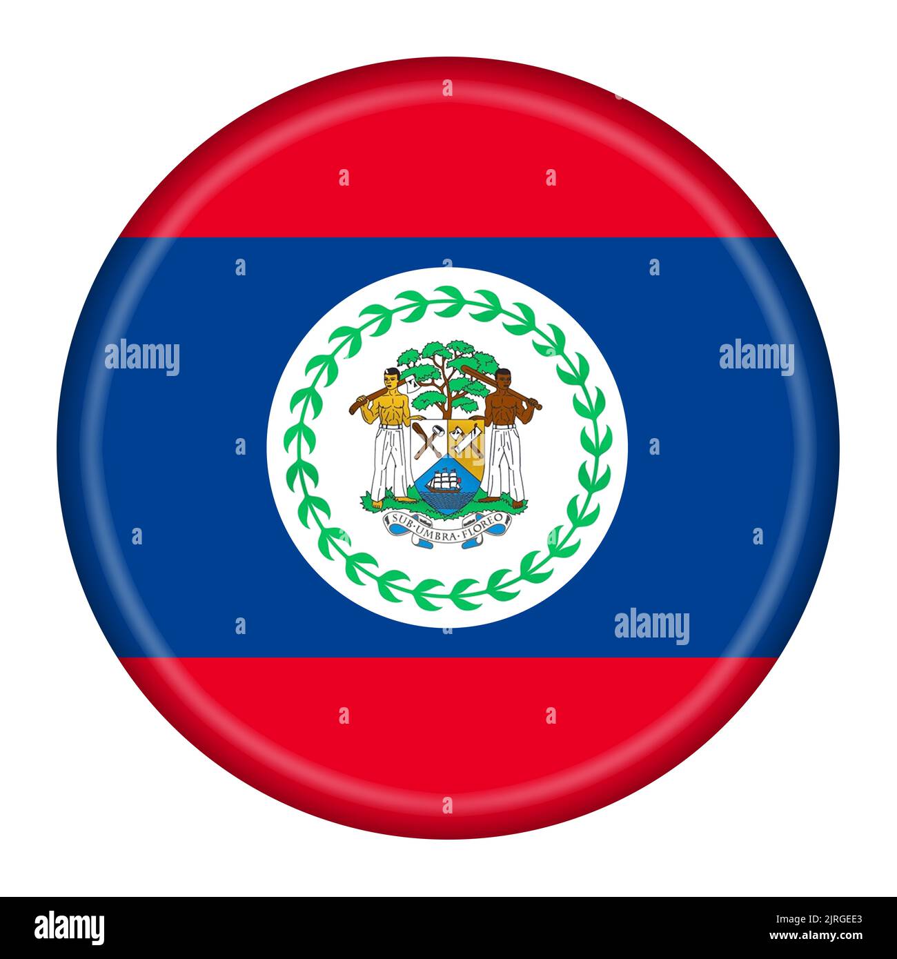 Belize flag button 3d illustration with clipping path Stock Photo