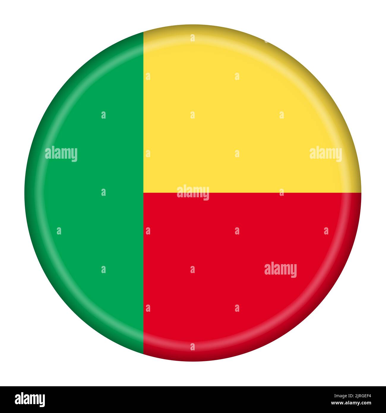Benin flag button 3d illustration with clipping path Stock Photo