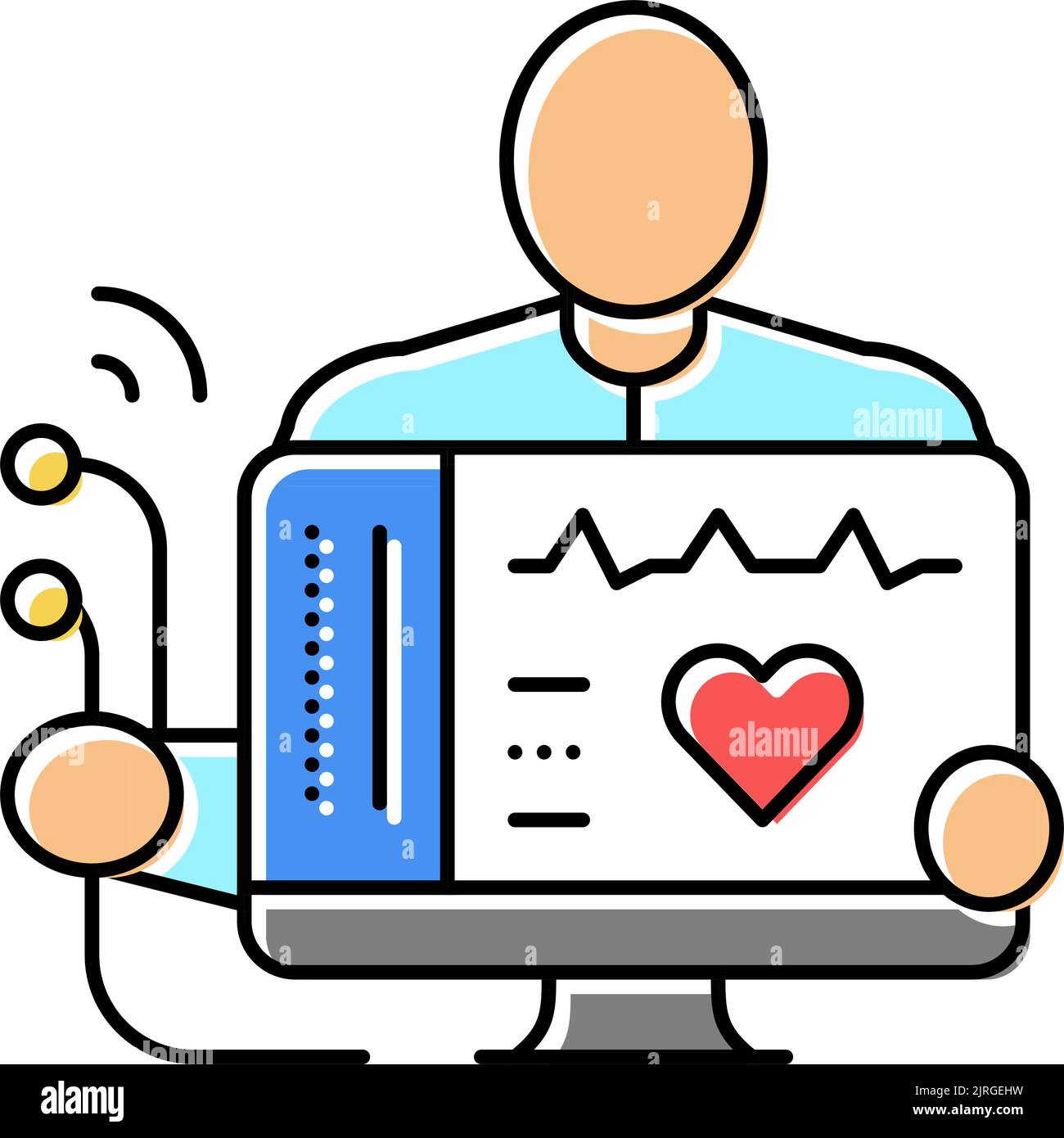 electrocardiogram health check color icon vector illustration Stock