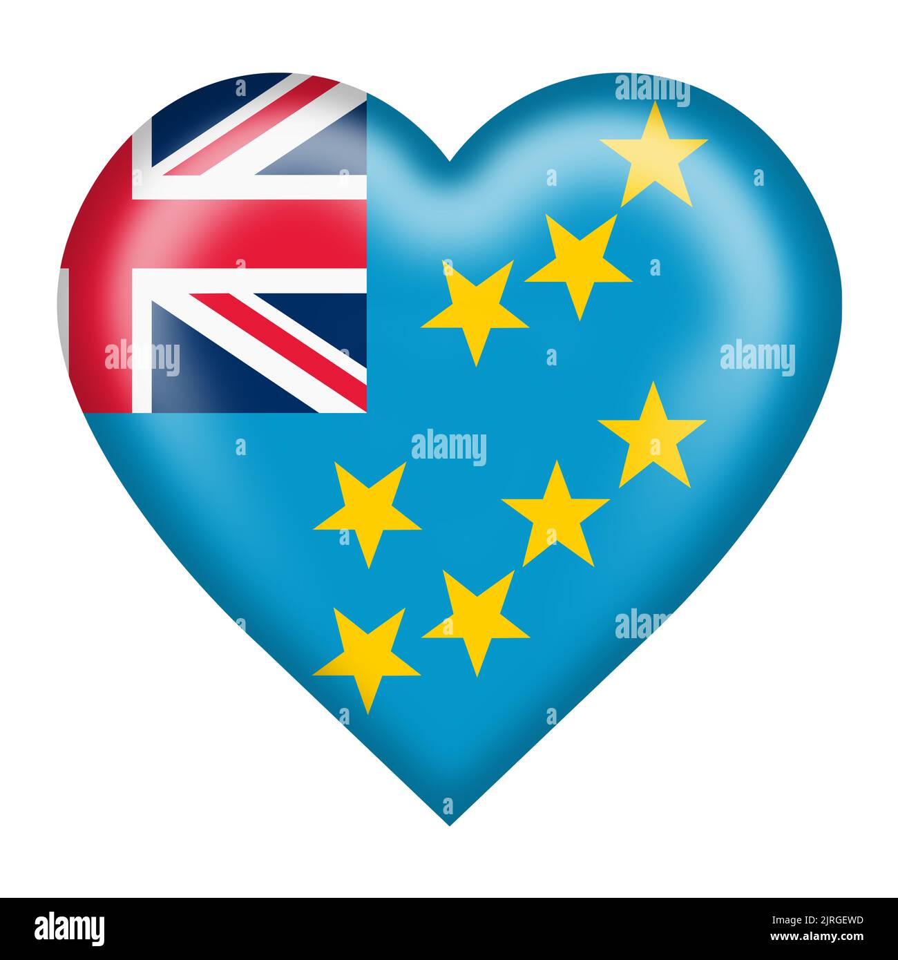 Tuvalu flag heart button 3d illustration isolated on white with clipping path Stock Photo