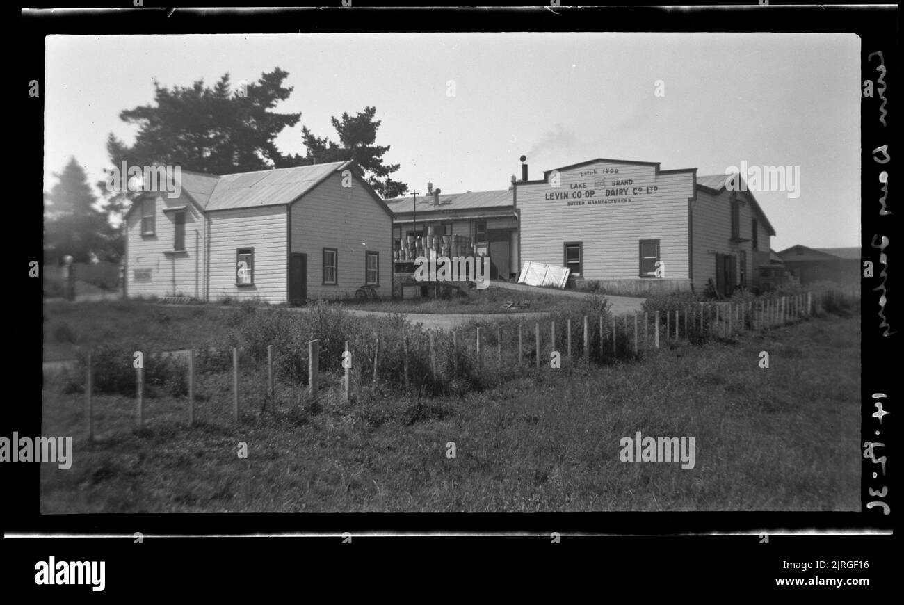 The Levin Co-op Dairy Butter factory, near Levin (2) , 14 December 1936, North Island, by Leslie Adkin. Gift of G. L. Adkin family estate, 1964. Stock Photo