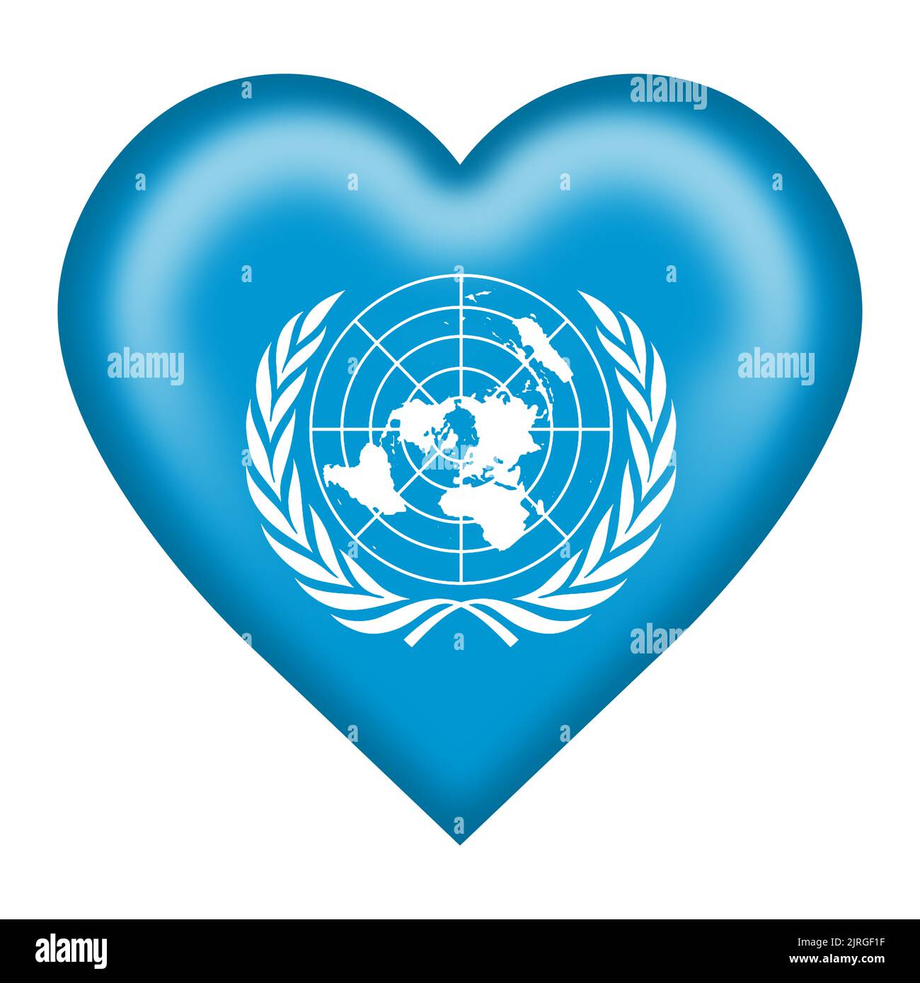 United Nations flag heart button 3d illustration with clipping path Stock Photo