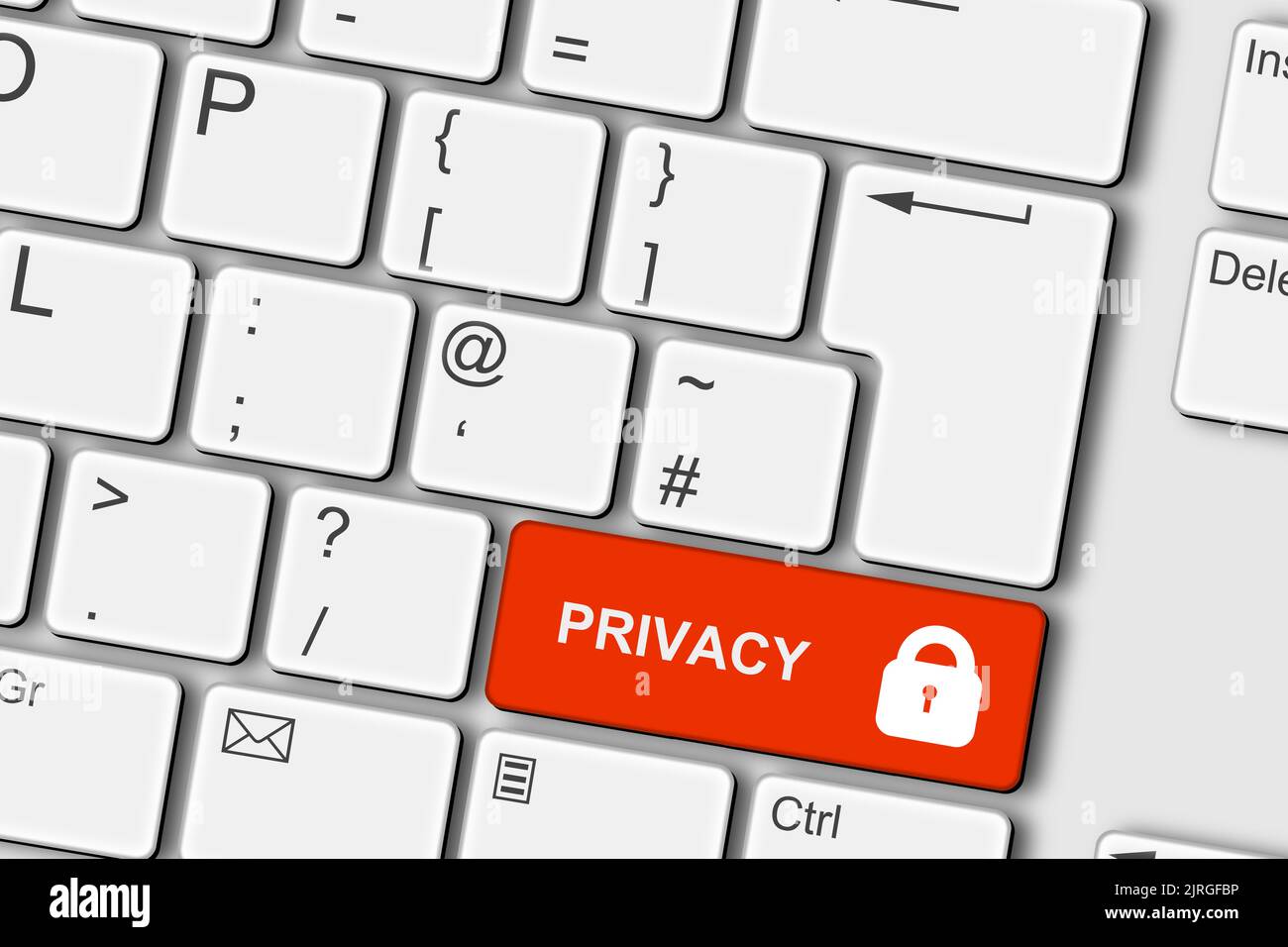 Privacy concept PC computer keyboard 3d illustration Stock Photo