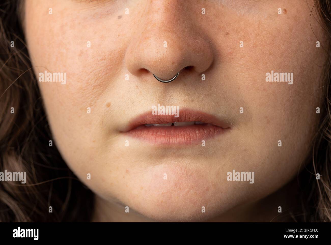 Young woman with nose ring Stock Photo