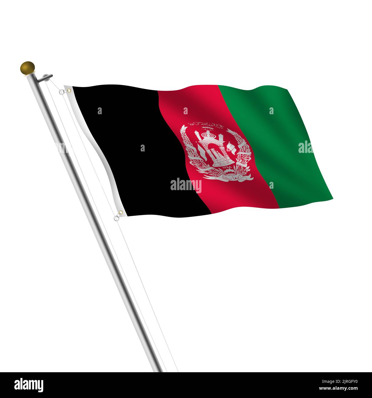 Afghanistan flagpole 3d illustration on white with clipping path Stock Photo