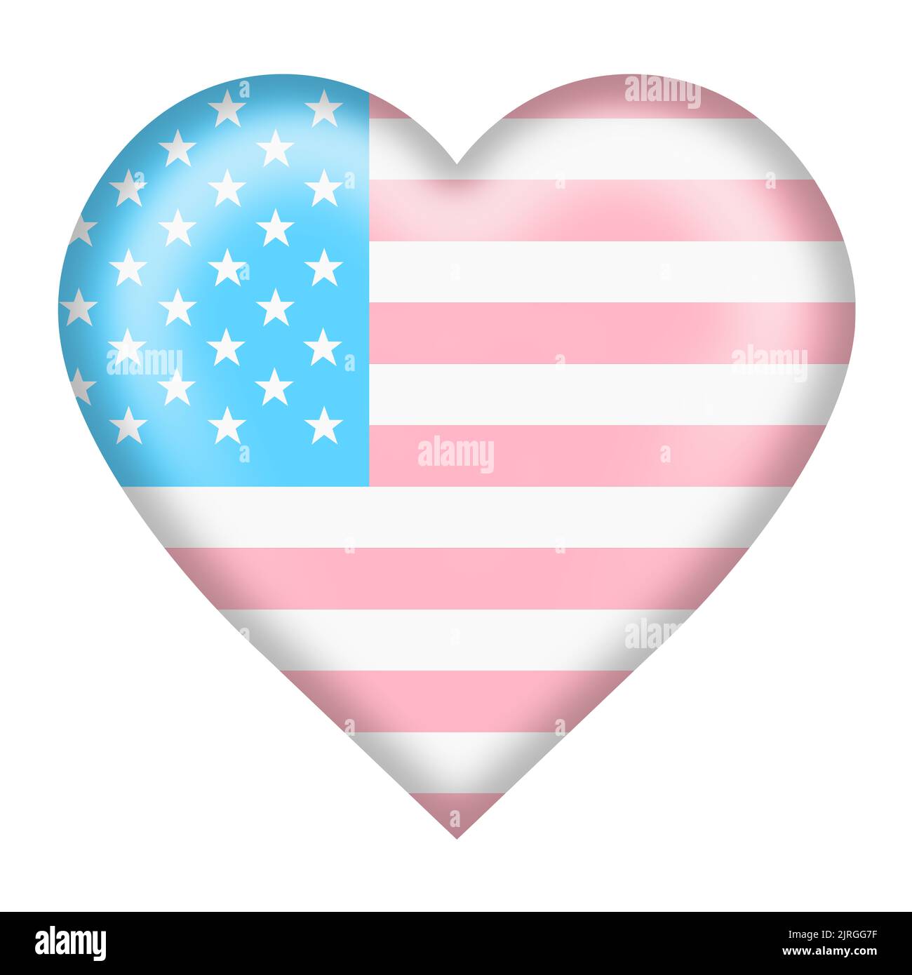 USA trans gender flag heart button on white with clipping path 3d illustration Stock Photo