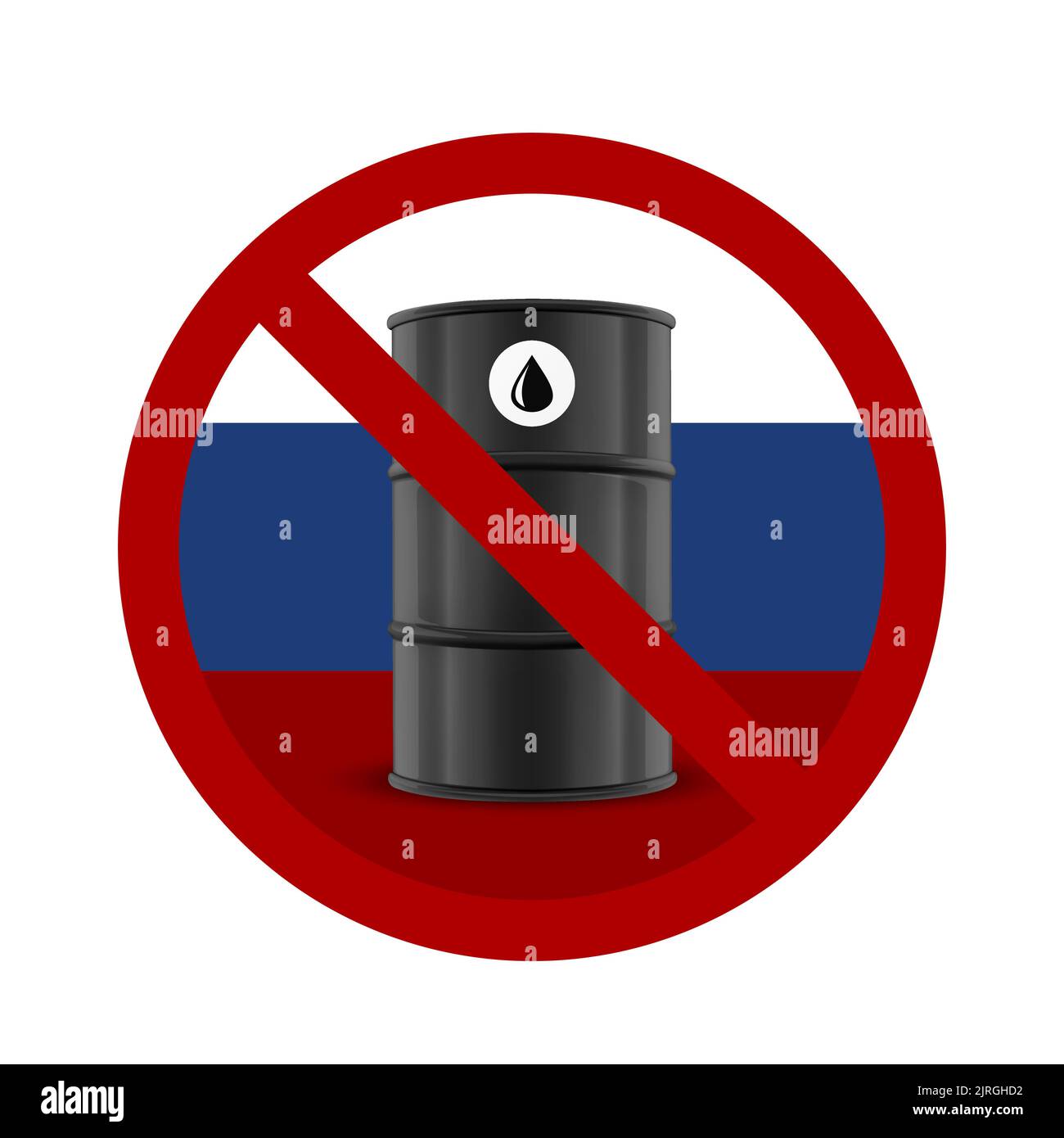 Oil Embargo. Vector 3d Realistic Metal Enamel Oil Barrel Isolated on