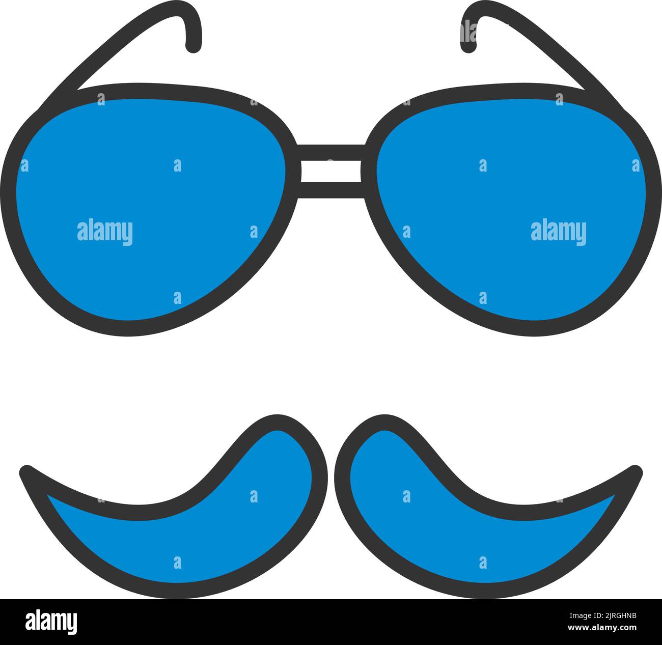 Glasses And Mustache Icon. Editable Bold Outline With Color Fill Design ...
