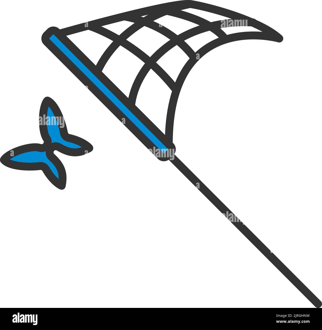 Icon Of Butterfly Net. Editable Bold Outline With Color Fill Design. Vector Illustration Stock