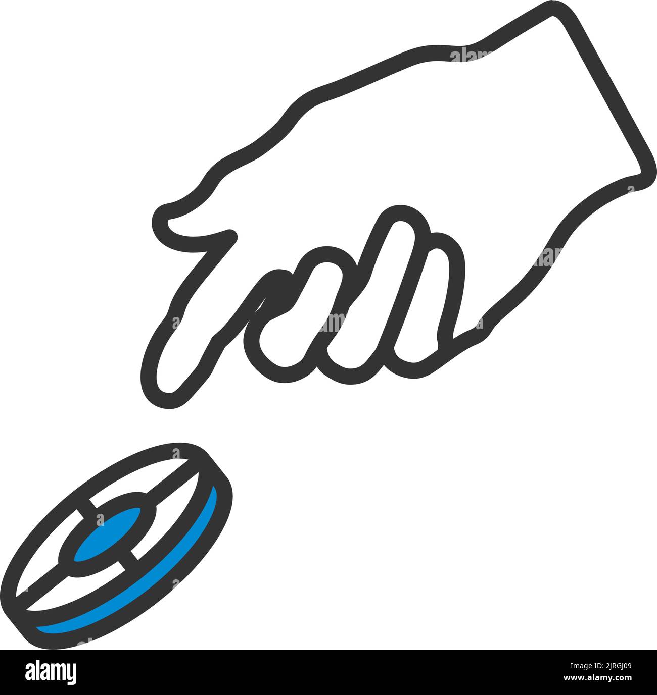 Hand Throwing Gamble Chips Icon. Editable Bold Outline With Color Fill