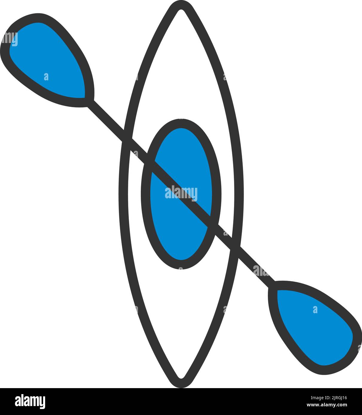 Icon Of Kayak And Paddle. Editable Bold Outline With Color Fill Design ...