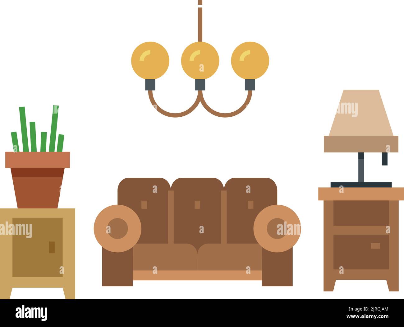 Living room furniture. House apartment decoration design Stock Vector