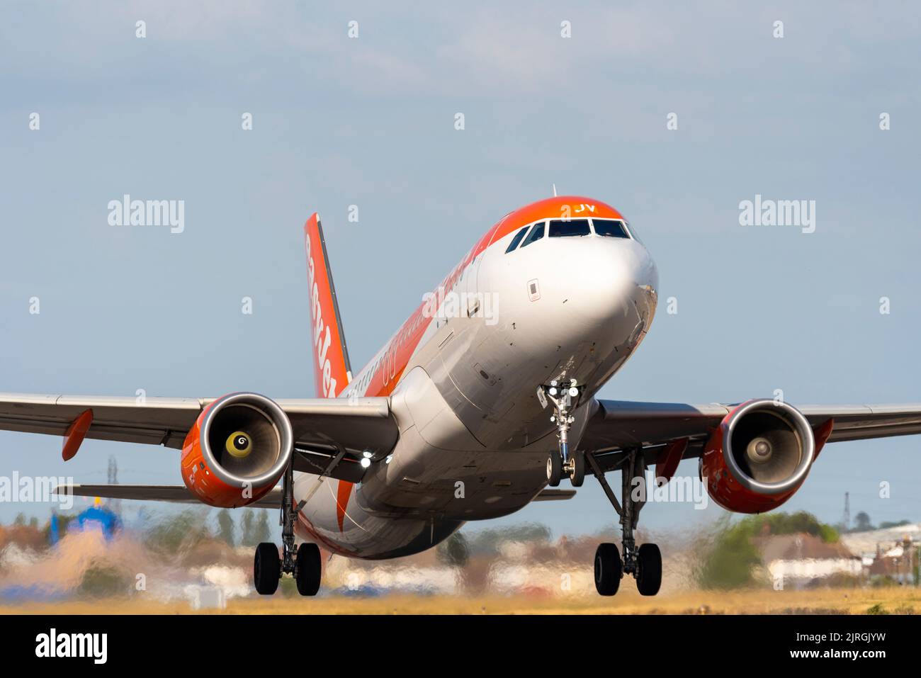easyJet Airbus A320 airliner jet plane OEIJV taking off from London