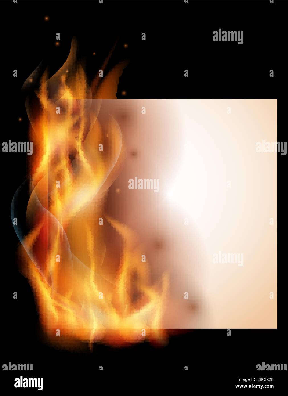Paper in fire mockup. Realistic burning flame Stock Vector Image & Art