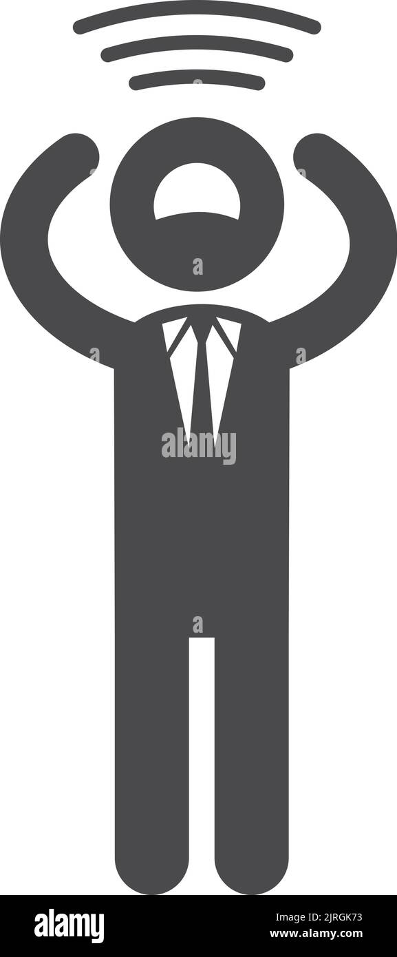 Yelling angry office worker icon. Stressful businessman Stock Vector