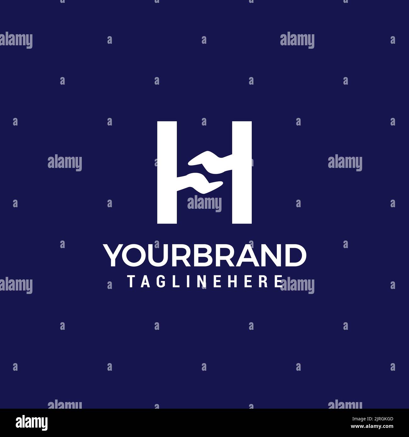 Letter H With Hand Vector Logo Design Template Stock Vector
