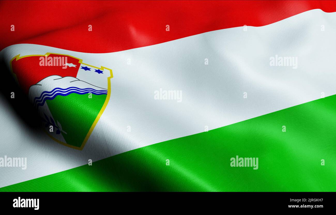 3D Waving Bosnia and Herzegovina Canton Flag of Central Bosnia Closeup View Stock Photo