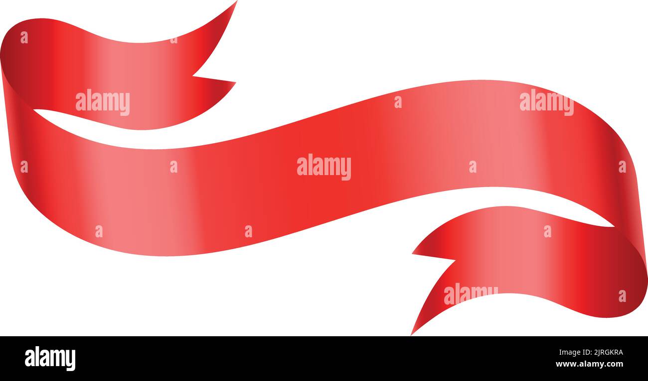 Red textile ribbon. Realistic gift curled satin Stock Vector Image ...