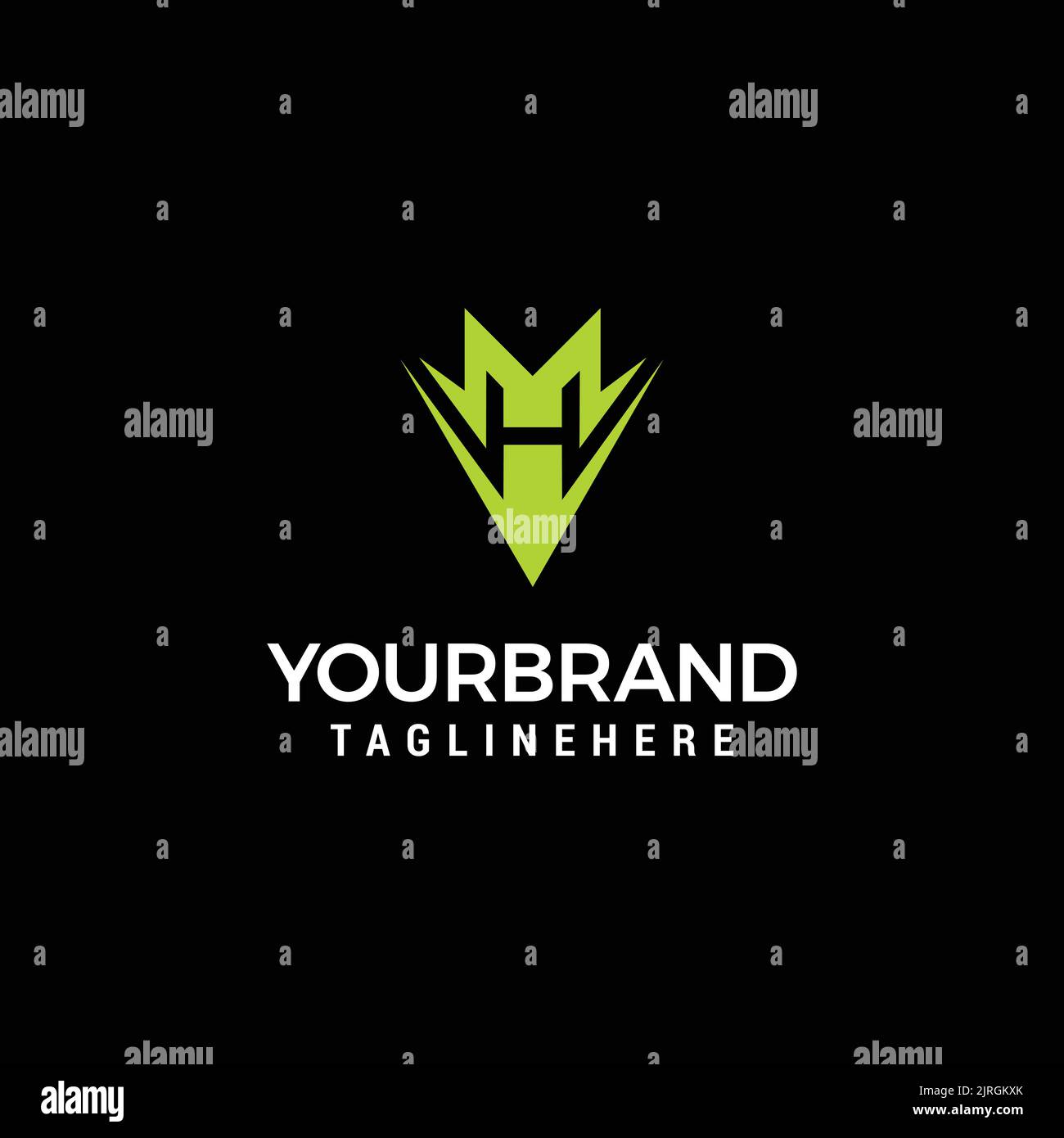Initial Letter HM Linked Triangle Design Logo Stock Vector