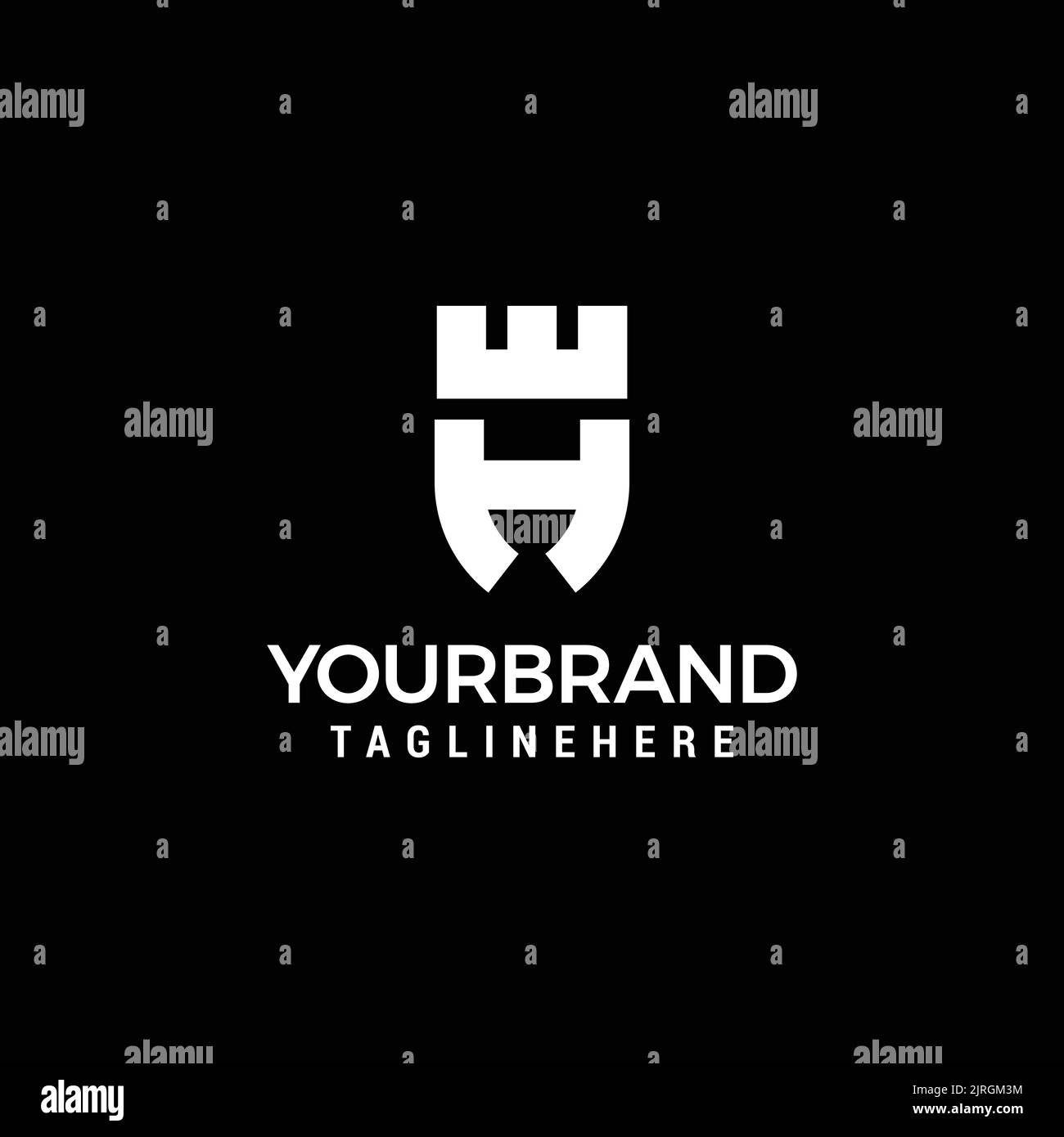 Fortress shield initial E H Logo Design Template Vector Stock Vector