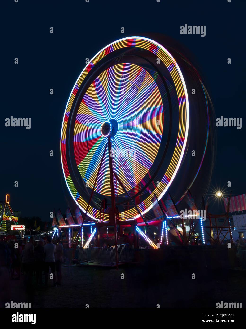 The Wonder Shows midway illuminated at night at the Harvest Festival in ...