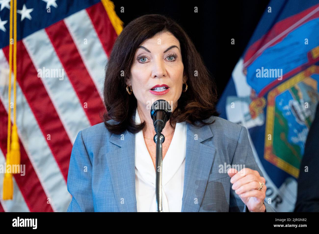 New York State Governor Kathy Hochul D Speaking At A Meeting Of The new-york-state-governor-kathy-hochul-d-speaking-at-a-meeting-of-the