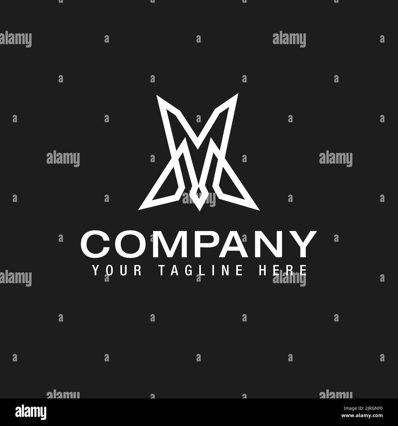 MV or VM initial based minimal Logo Line Design Template Vector Stock Vector