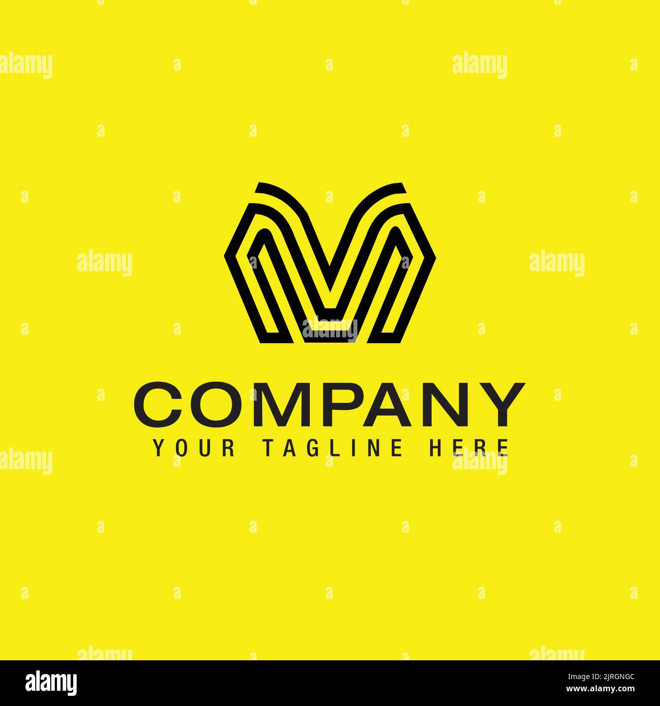 Initial letter VM monogram Logo Line Design Template Vector Stock Vector