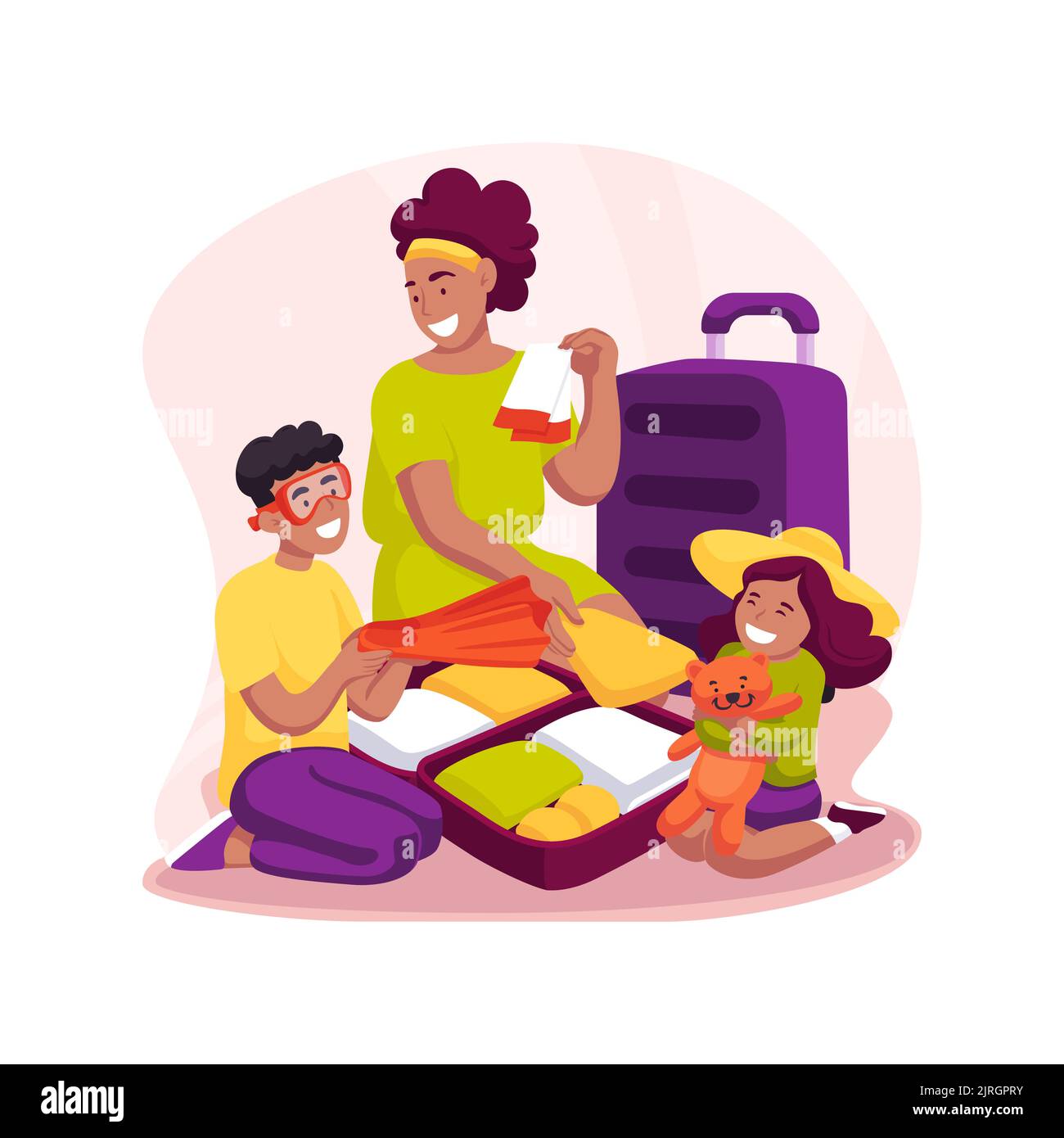 Luggage packing isolated cartoon vector illustration Stock Vector Image