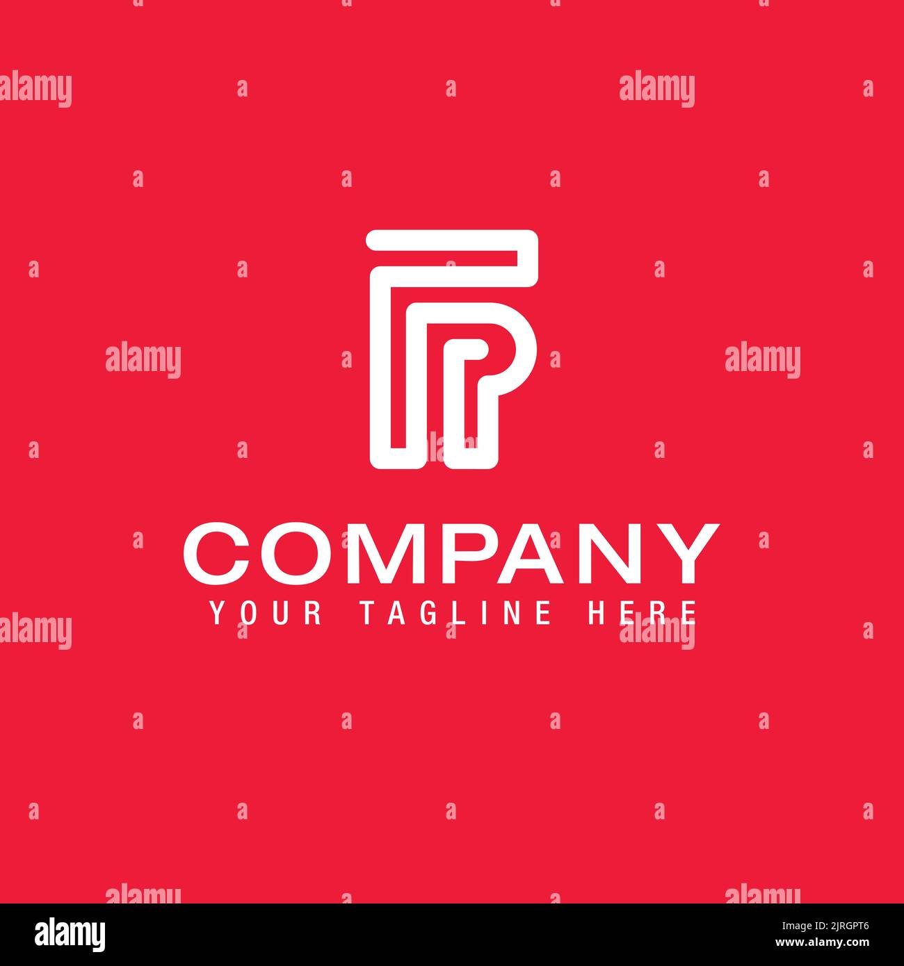 Letter FP or PF logo line design template vector Stock Vector
