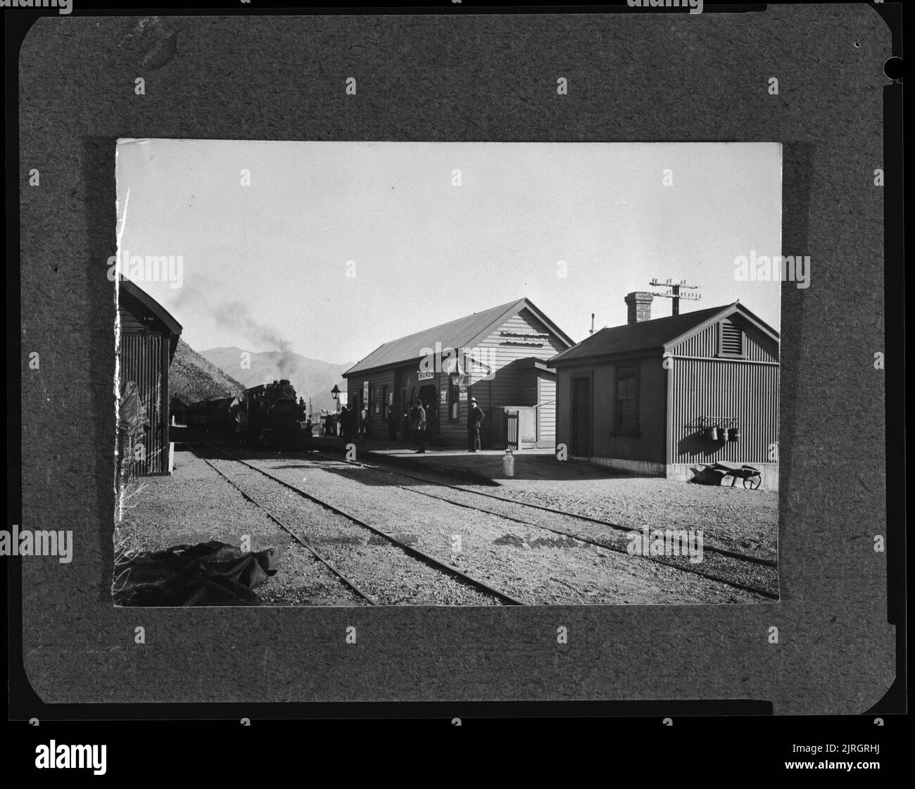 Copy of a photograph of Kerrow (Kurow) Railway Station, circa 1912, by